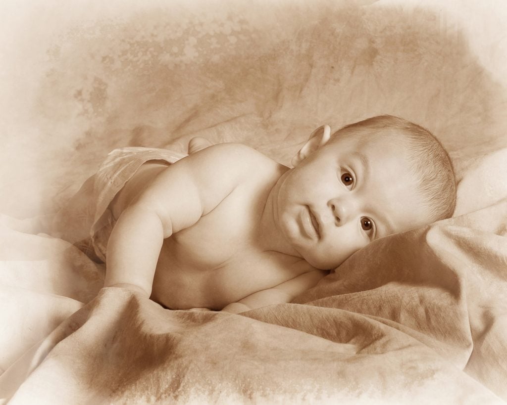 baby portrait sepia 
