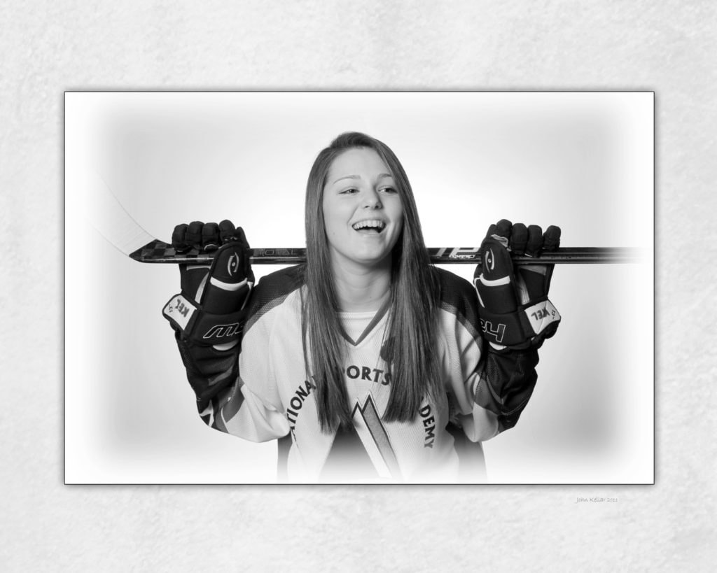 hockey portrait black and white 