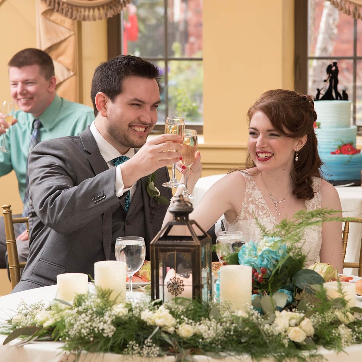 Married couple toasting at Talamore event center