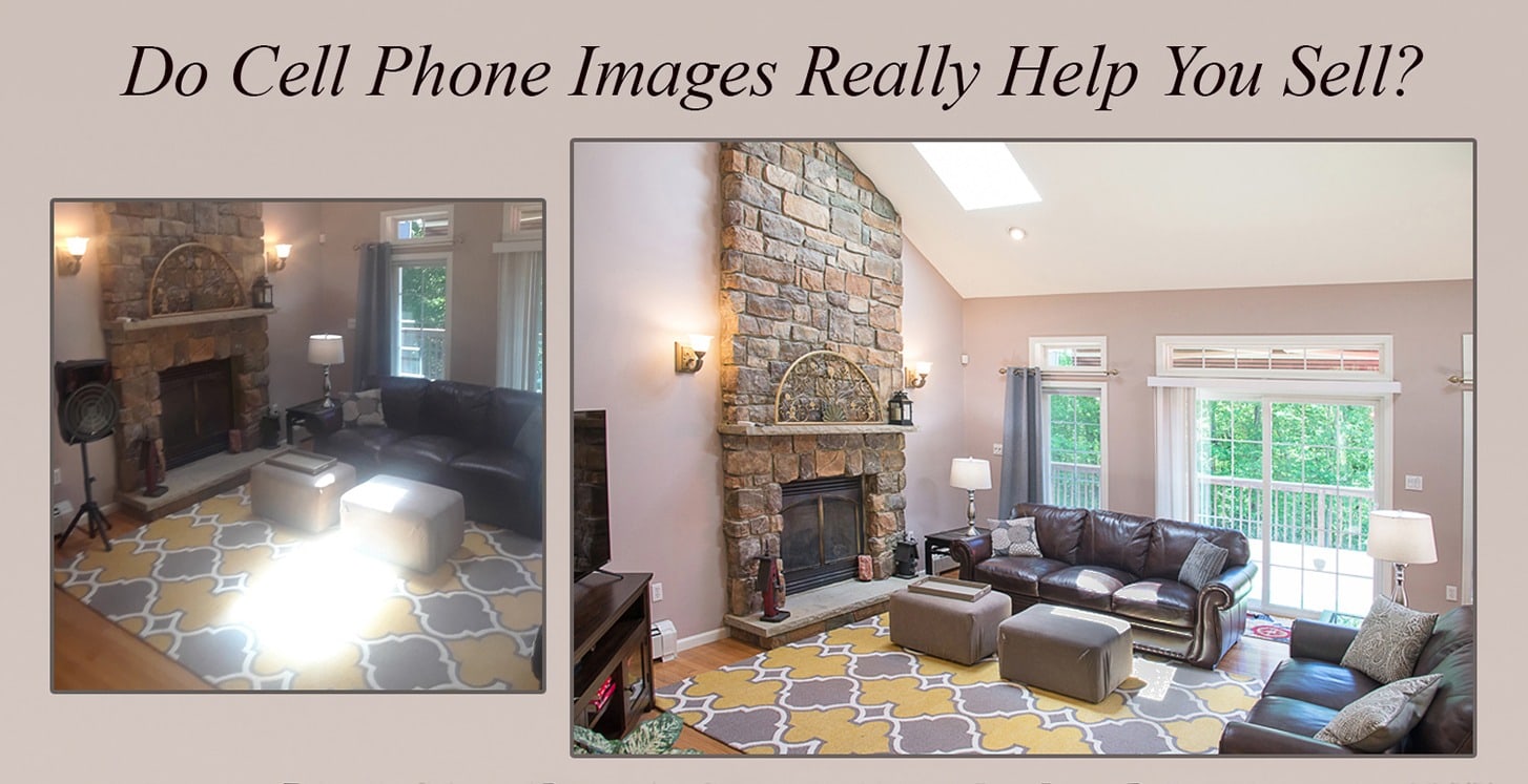 Comparison of cell phone real estate photo vs professional