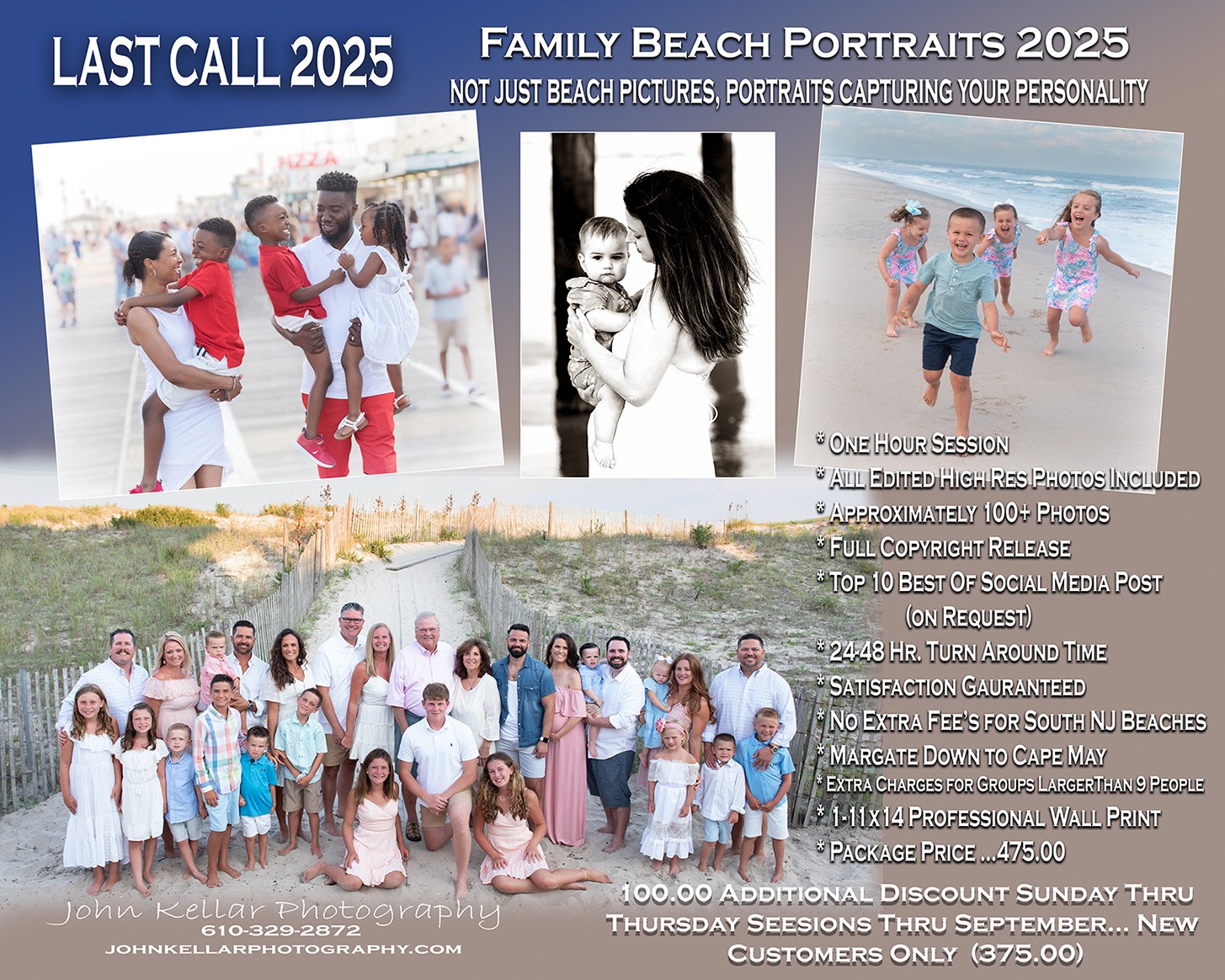 Beach ad summer 2025 Last Call email Family Beach Portraits Cape May NJ Ocean City Avalon